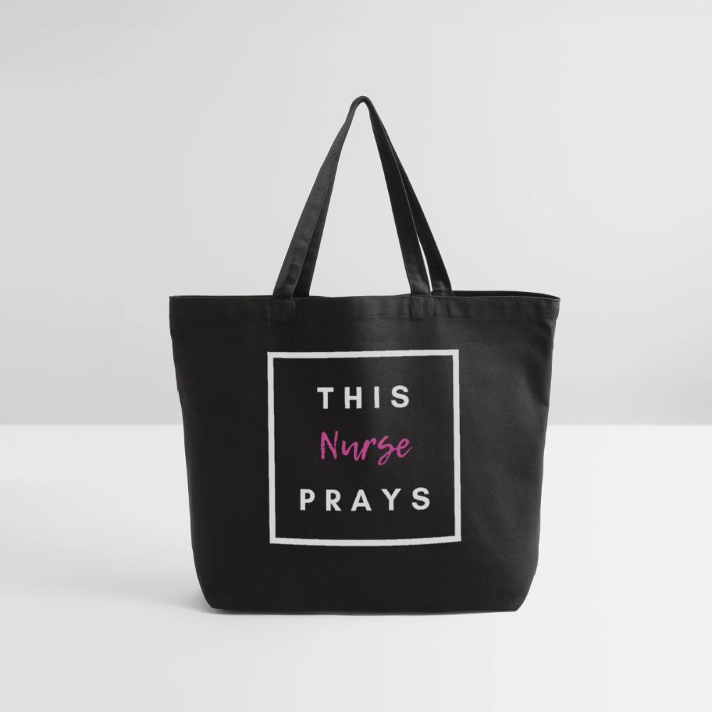 This Nurse Prays Cotton Tote - black