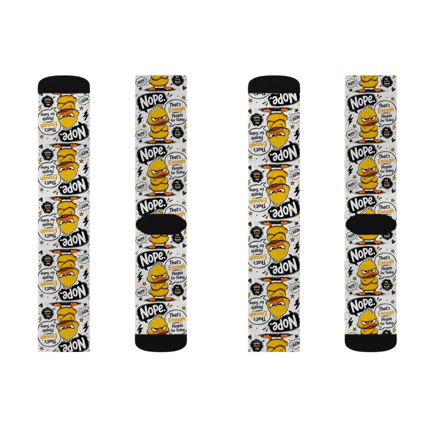 Nope Not Today Pattern Socks — Funny Cartoon Duck Crew Socks