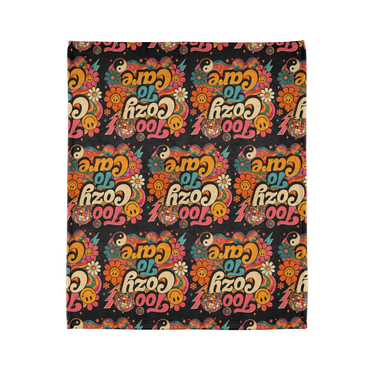 Too Cozy To Care Retro Floral Throw Blanket