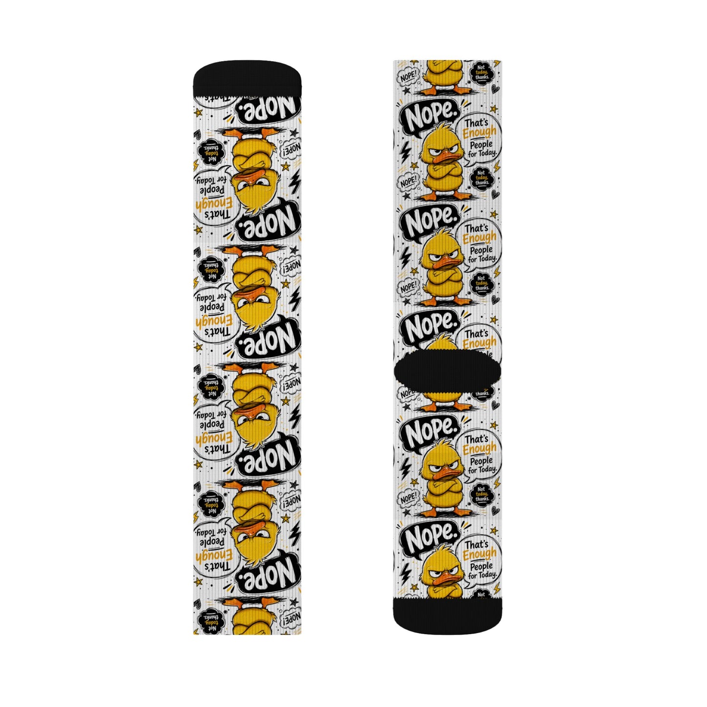Nope Not Today Pattern Socks — Funny Cartoon Duck Crew Socks