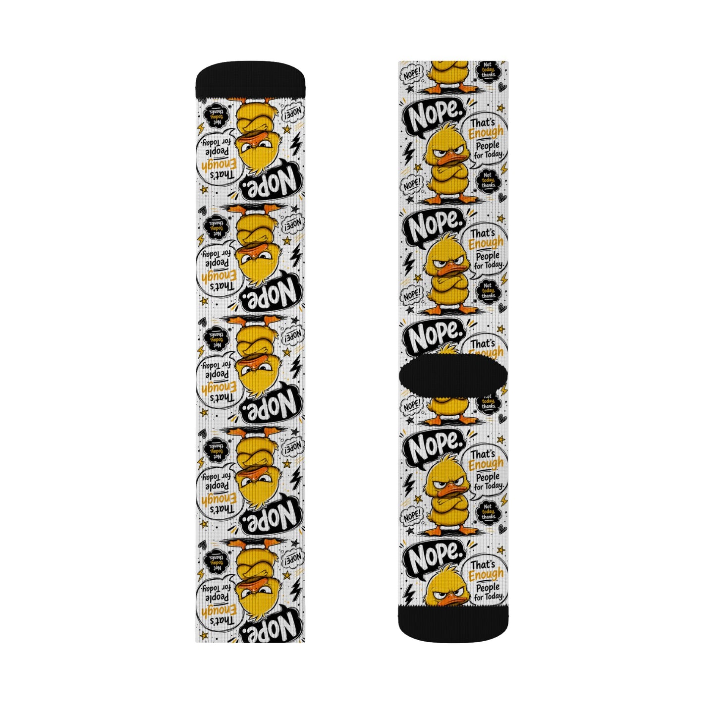 Nope Not Today Pattern Socks — Funny Cartoon Duck Crew Socks