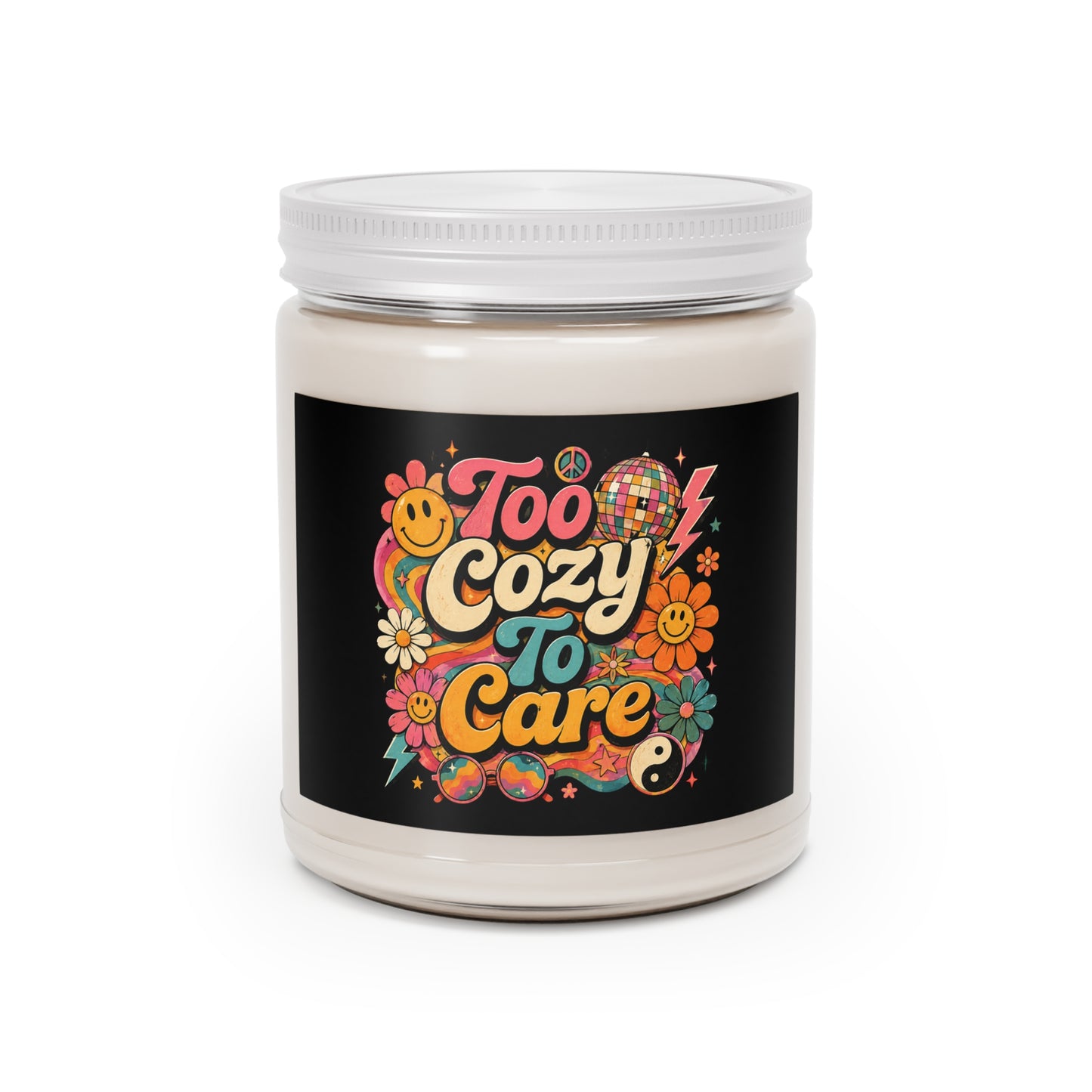 "Too Cozy To Care" Retro Floral Scented Candle (9 oz)