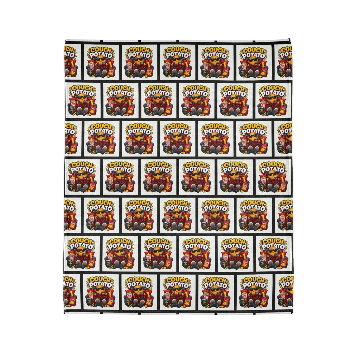 Couch Potato Pattern Blanket — Funny Retro TV Snack Graphic Throw