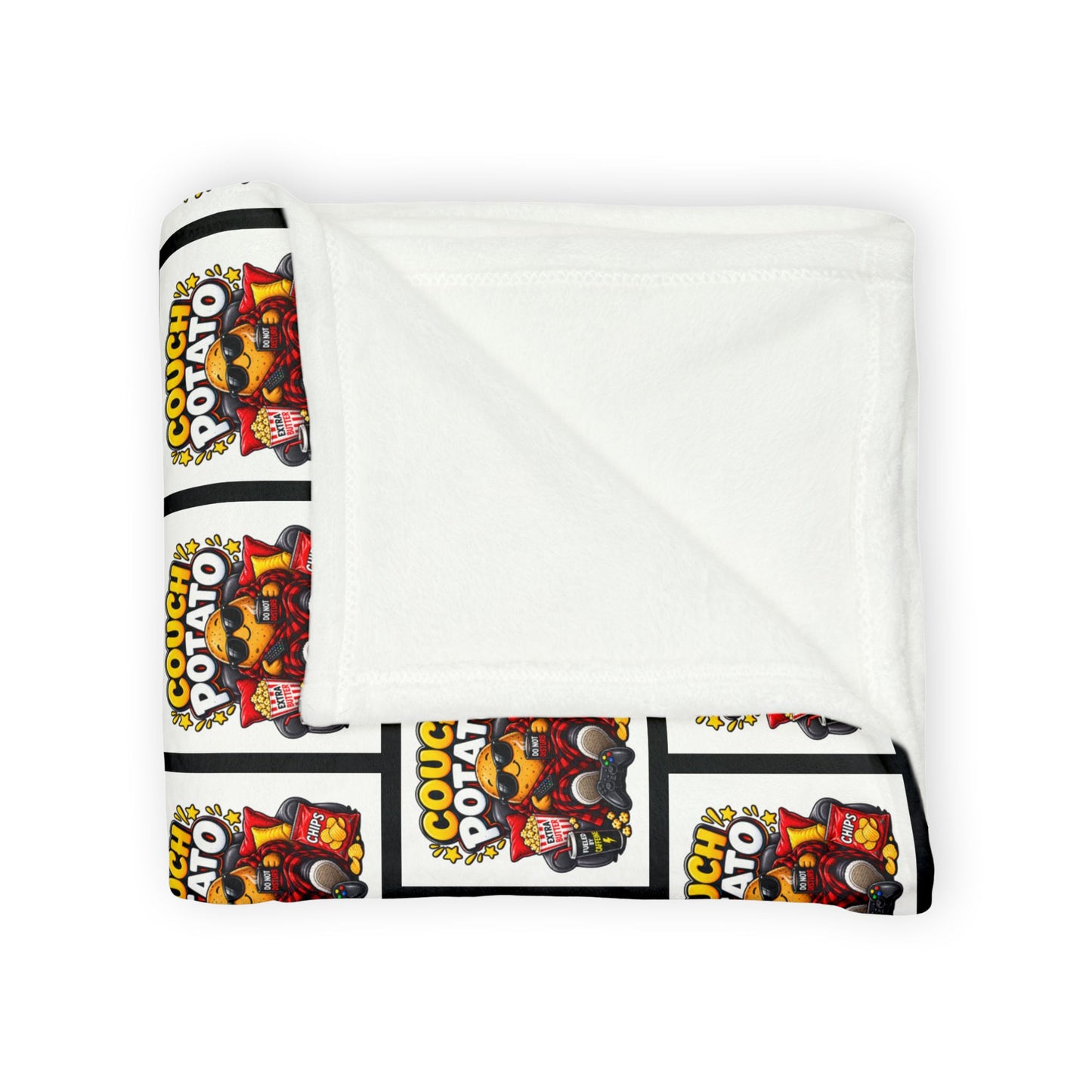 Couch Potato Pattern Blanket — Funny Retro TV Snack Graphic Throw