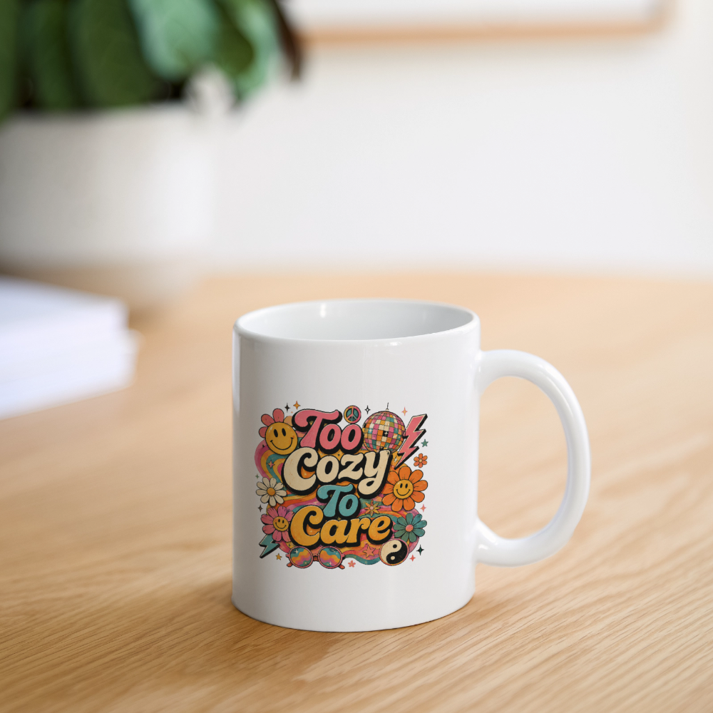 Too Cozy To Care Mug - white