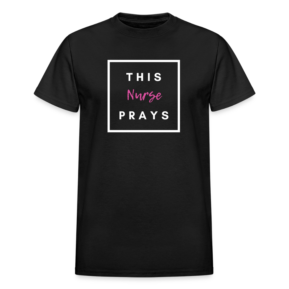 This Nurse Prays Adult T-Shirt - black