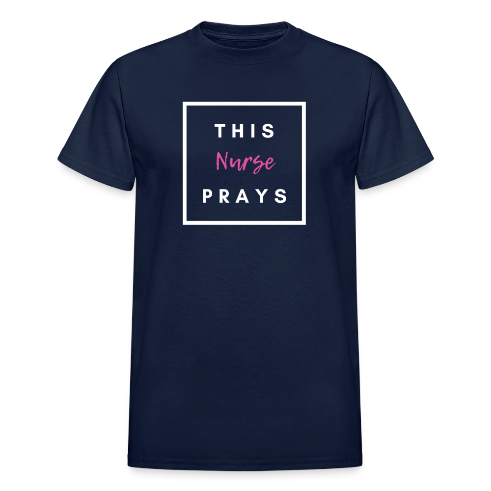 This Nurse Prays Adult T-Shirt - navy