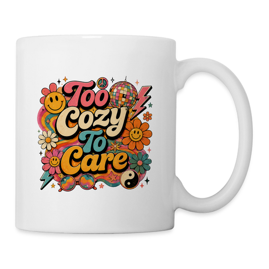 Too Cozy To Care Mug - white
