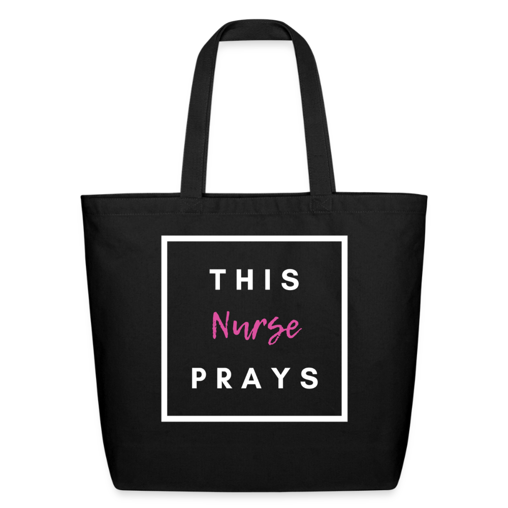 This Nurse Prays Cotton Tote - black