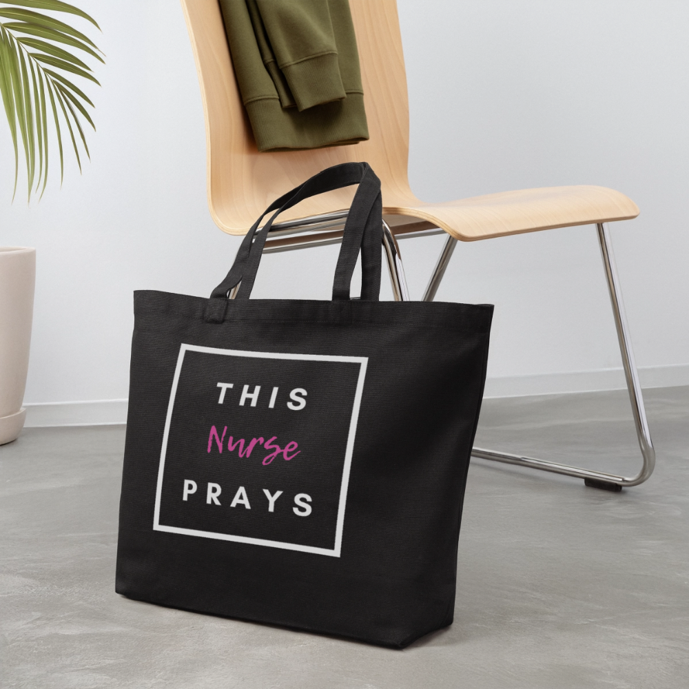 This Nurse Prays Cotton Tote - black