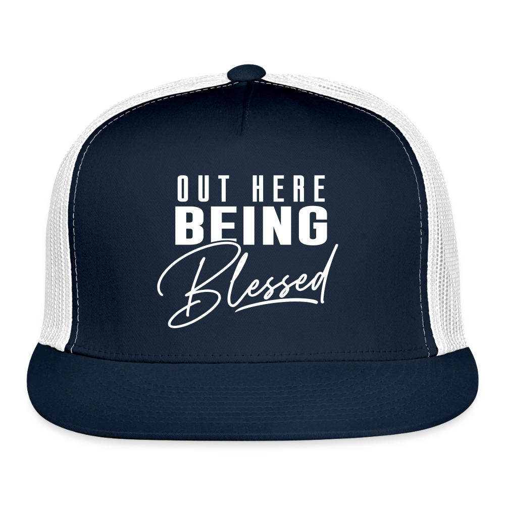Out Here Being Blessed Hat - navy/white