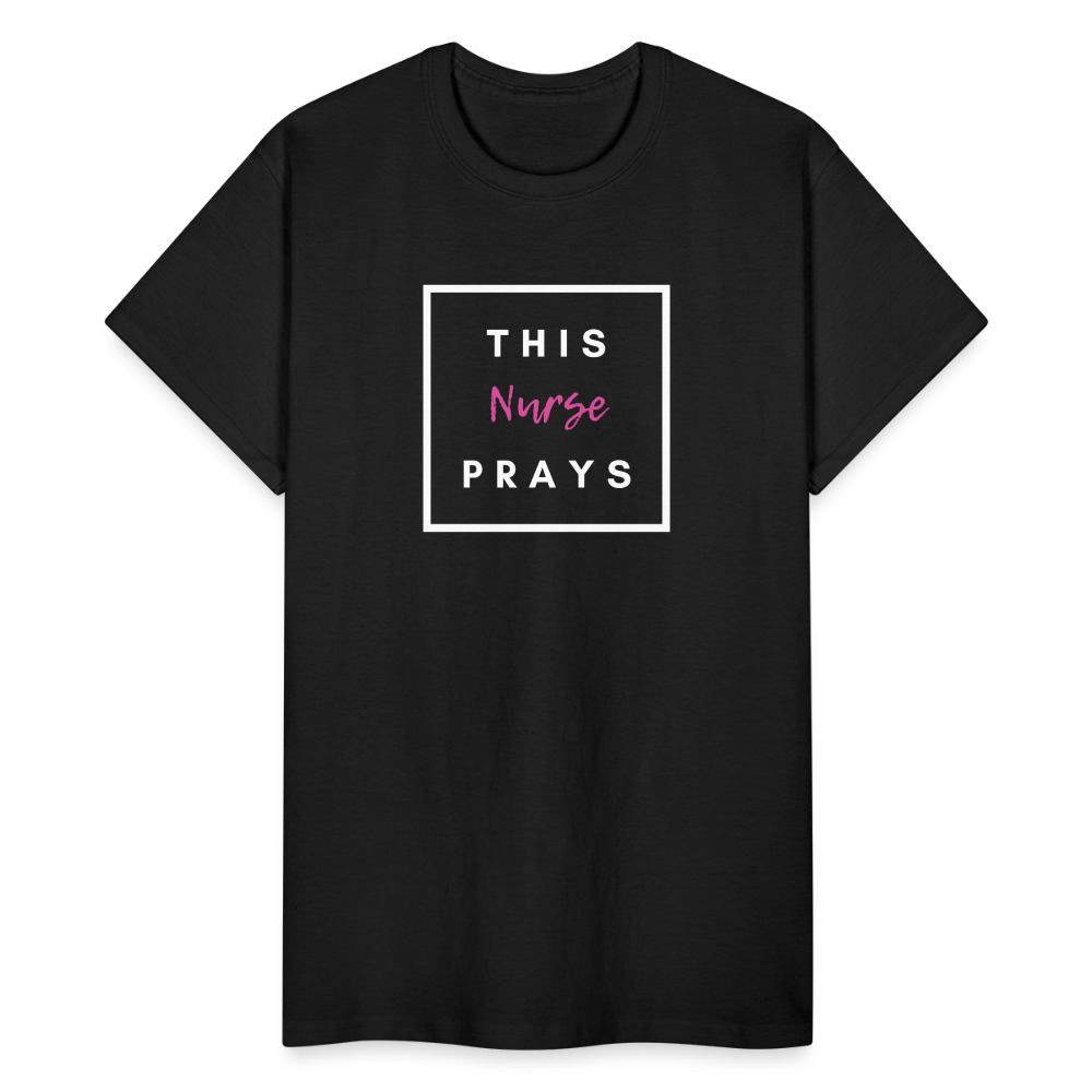 This Nurse Prays Adult T-Shirt - black