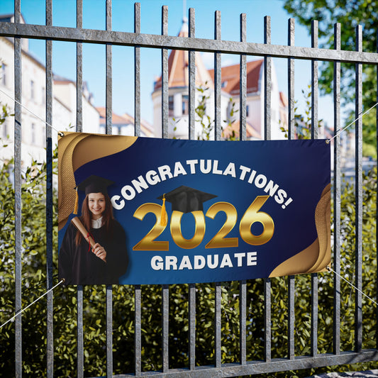 2026 Graduate Congratulations Vinyl Banner – Outdoor Graduation Party Sign