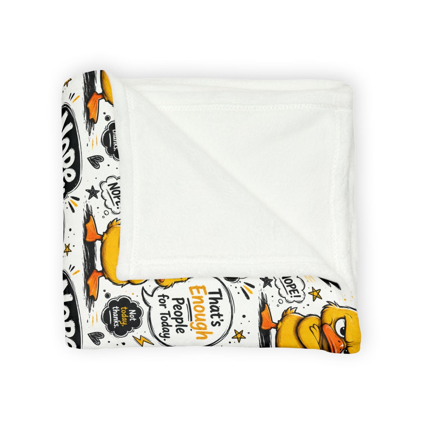 Funny Nope Duck Plush Blanket — Novelty Cartoon Bird Throw for Kids & Adults