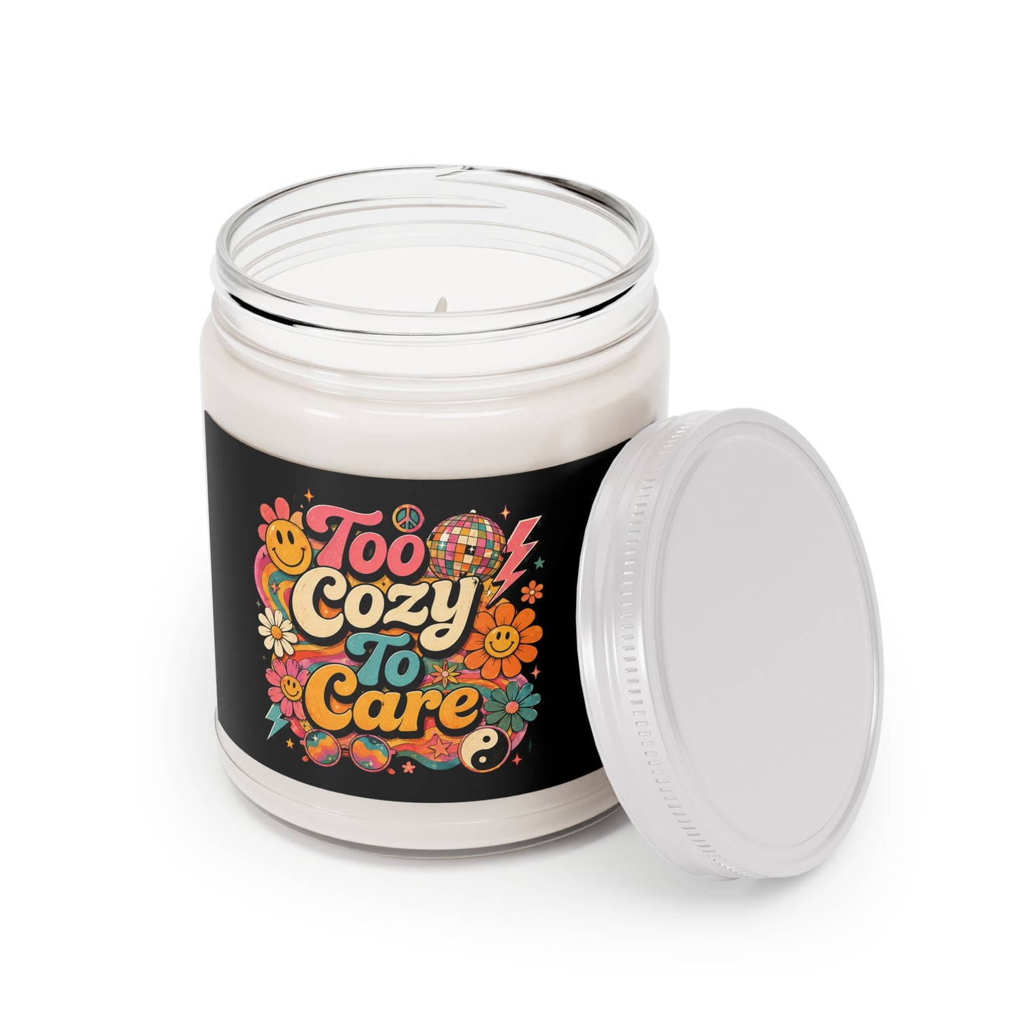 "Too Cozy To Care" Retro Floral Scented Candle (9 oz)