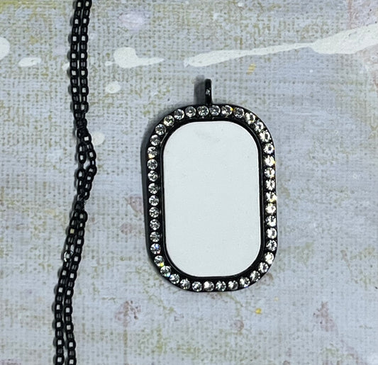 Black Square Bling Necklace (Blank)