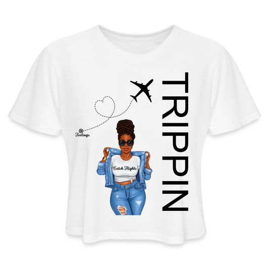 Women's Catch Flight Cropped T-Shirt - white