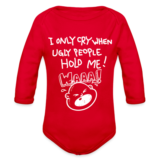 Organic Long Sleeve Baby Bodysuit - red