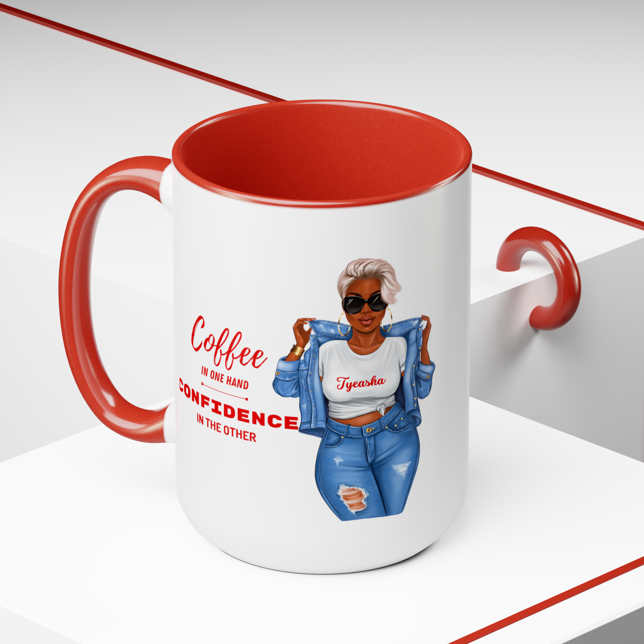 Coffee and Confidence Mug 2 Toned 15oz