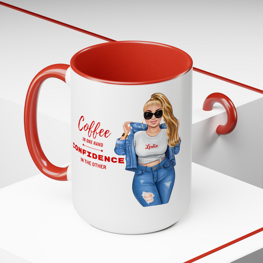 Coffee and Confidence Mug 2 Toned 15oz